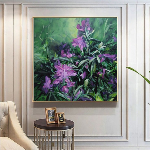 Peinture florale sur toile, peinture originale, cadeau femme, peinture contemporaine, tableau peinture,fleurs