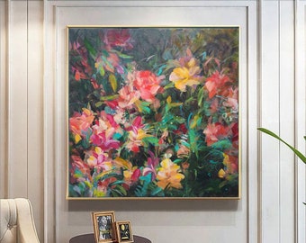 Peinture florale,fleurs abstrait, tableau peinture,art contemporain, flowers