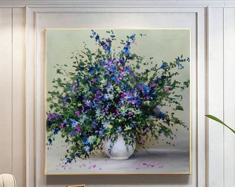 Peinture florale, fleurs abstrait,art contemporain, tableau peinture, décoration murale