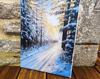 Peinture à huile, paysage hivernal, landscape winter, tableau peinture,paysage nature, neige