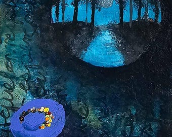 Acrylic Painting "A Magic Paradize: it Will be Better Previously", ACEO Art Card, 3.5x2.5 Inches