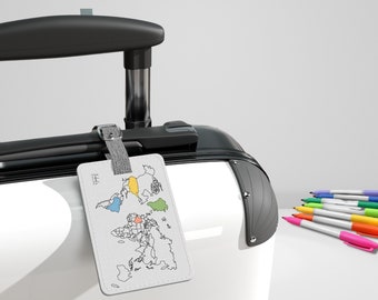 Etiqueta de bagagem do mapa mundial | Etiqueta de bagagem personalizada | Etiqueta de viagem personalizada | Presente de desejo de viajar | Etiquetas para bagagem de viagem | Presente do viajante | Viajante