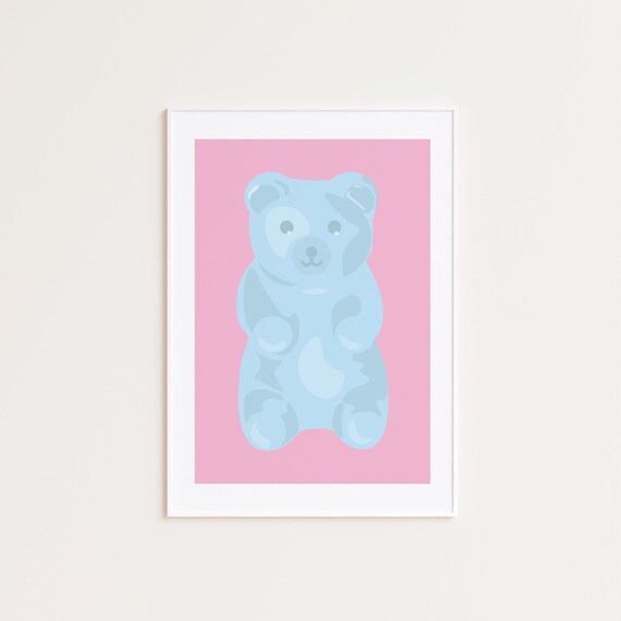  Pop art Gummy Bear Decor - Trendy Wall Art Indie Room Decor -  Eclectic Wall Decor for Teens, Home Decor Aesthetic - Preppy Room Decor for  Girls - Blue and Yellow