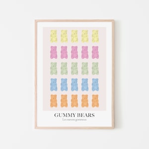 Gummy Bear Cute Aesthetic Dorm Poster MultiColor Printable Wall Art Maximalist Candy Art Print Room Decor Kawaii Inspired Digital Download
