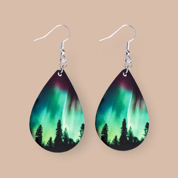 Northern Lights Inspired Earrings, Statement Earrings, Teardrop Earrings, Lightweight, Dangle Jewlery