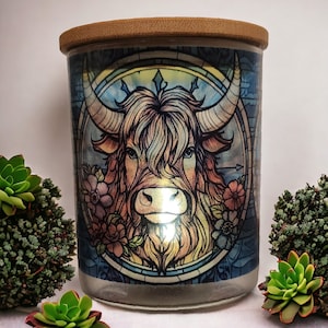 Cow Stained Glass Designed Battery Operated Tea Light Holder