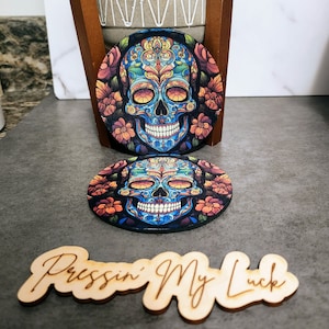 Sugar Skull Table Coasters, Drink Coasters