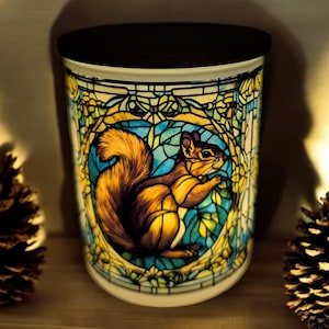 Squirrel  Stained Glass Designed Battery Operated Tea Light Holder