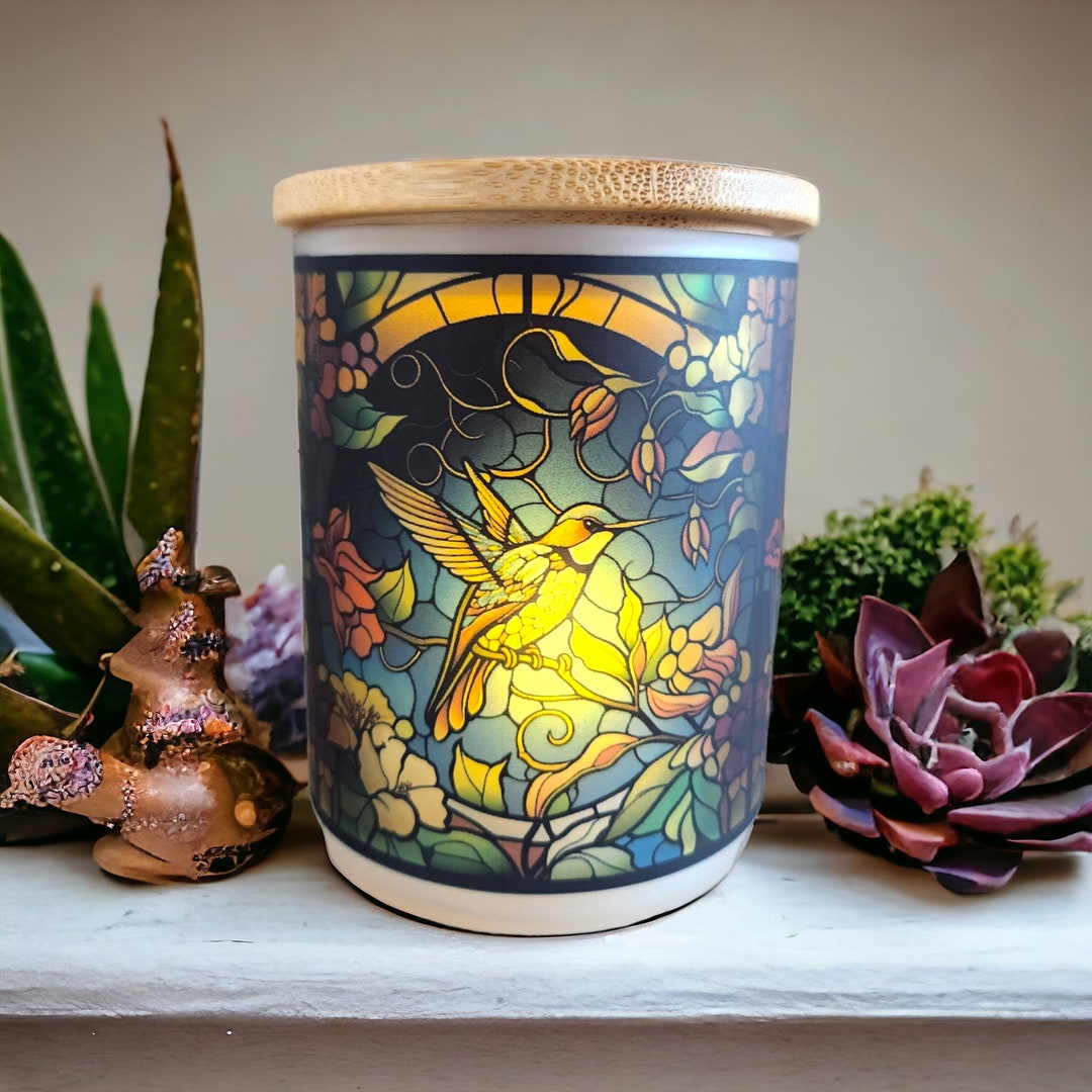 Adorable Hummingbird Stained Glass Designed Battery Operated Tea Light ...