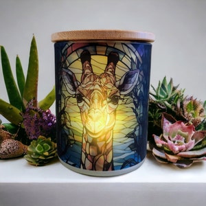 Giraffe Stained Glass Designed Battery Operated Tea Light Holder