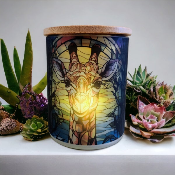 Giraffe Stained Glass Designed Battery Operated Tea Light Holder