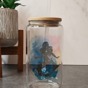 Beautiful Mermaid Glass Tumbler, Iced Coffee Tumbler, Iced Coffee Cup, Iced Tea Glass, Glass Design, Water Glass