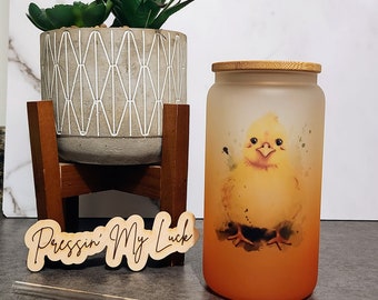 Little Chick Orange Ombrè Glass Tumbler, Iced Coffee Tumbler, Iced Coffee Cup, Iced Tea Glass, Glass Design, Water Glass, Baby Chick