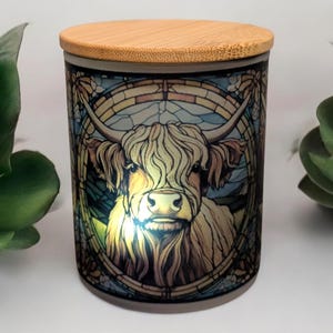 Highland Cow  Stained Glass Designed Battery Operated Tea Light Holder