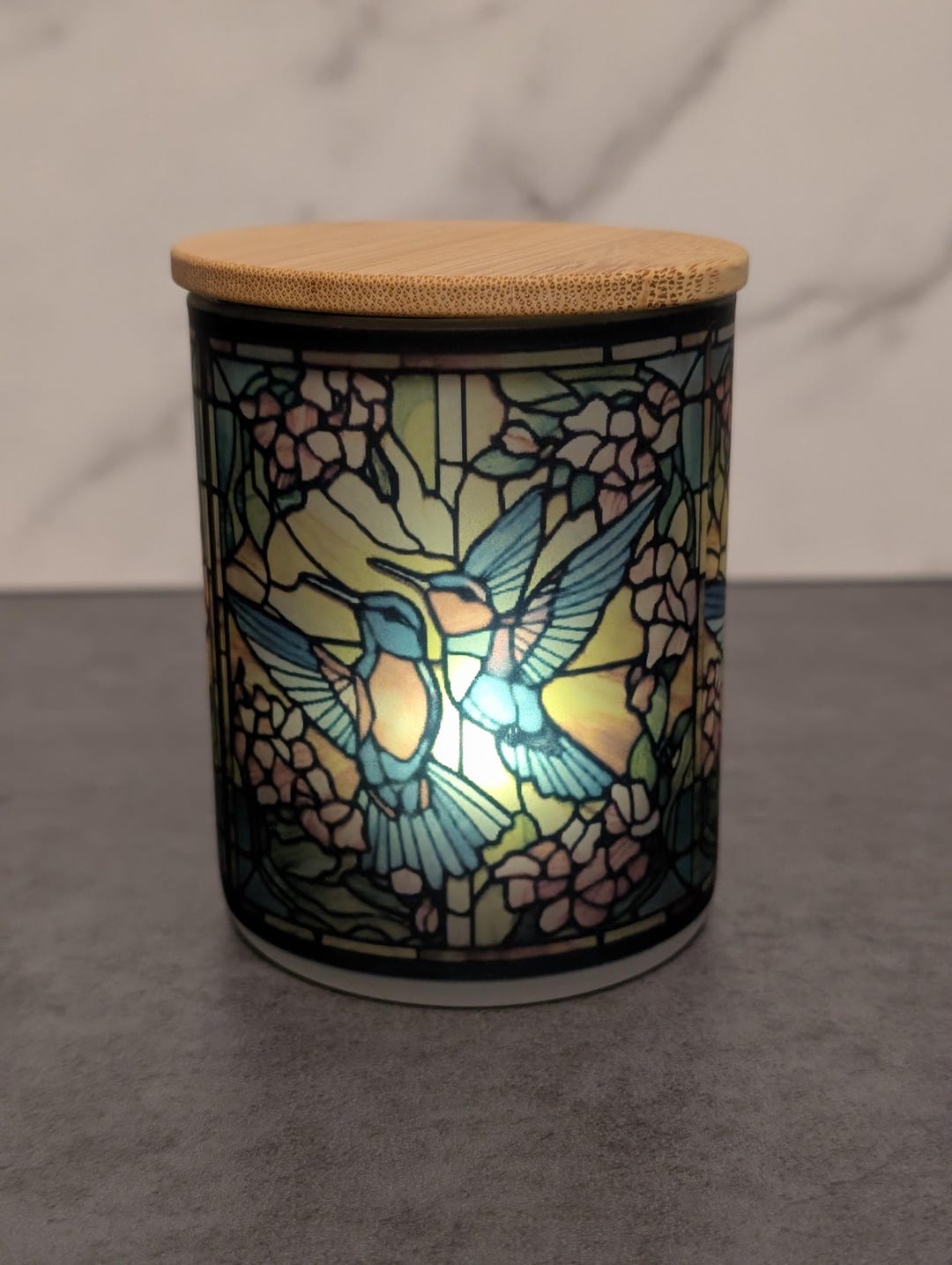 Hummingbird Stained Glass Designed Battery Operated Tea Light Holder - Etsy