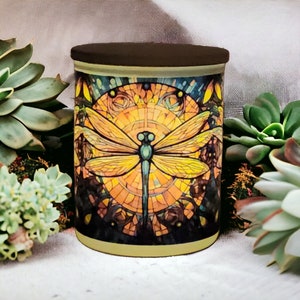 Dragonfly Stained Glass Designed Battery Operated Tea Light Holder