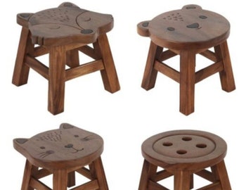 Tabouret animal en bois fabriqué à la main, décoration de chambre de tout-petit, cadeau pour un parent, cadeau d'anniversaire pour enfant, accessoire de chambre à coucher