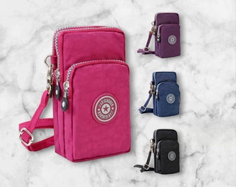 Phone Bag, Handmade Crossbody Smartphone Bag, Passport bag, Adjustable strap cross body mobile phone bag.