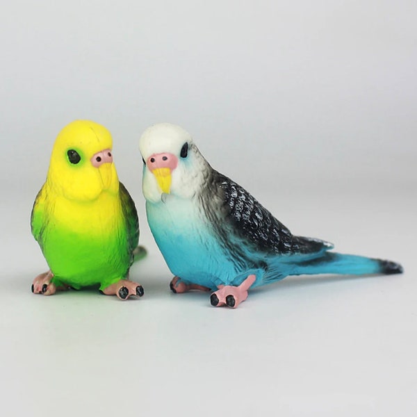 Handmade Budgie, Miniature Bird , Pet Bird Model, Bird Collector Gift, Tiny Parakeet Sculpture, Green Budgerigar Figurine