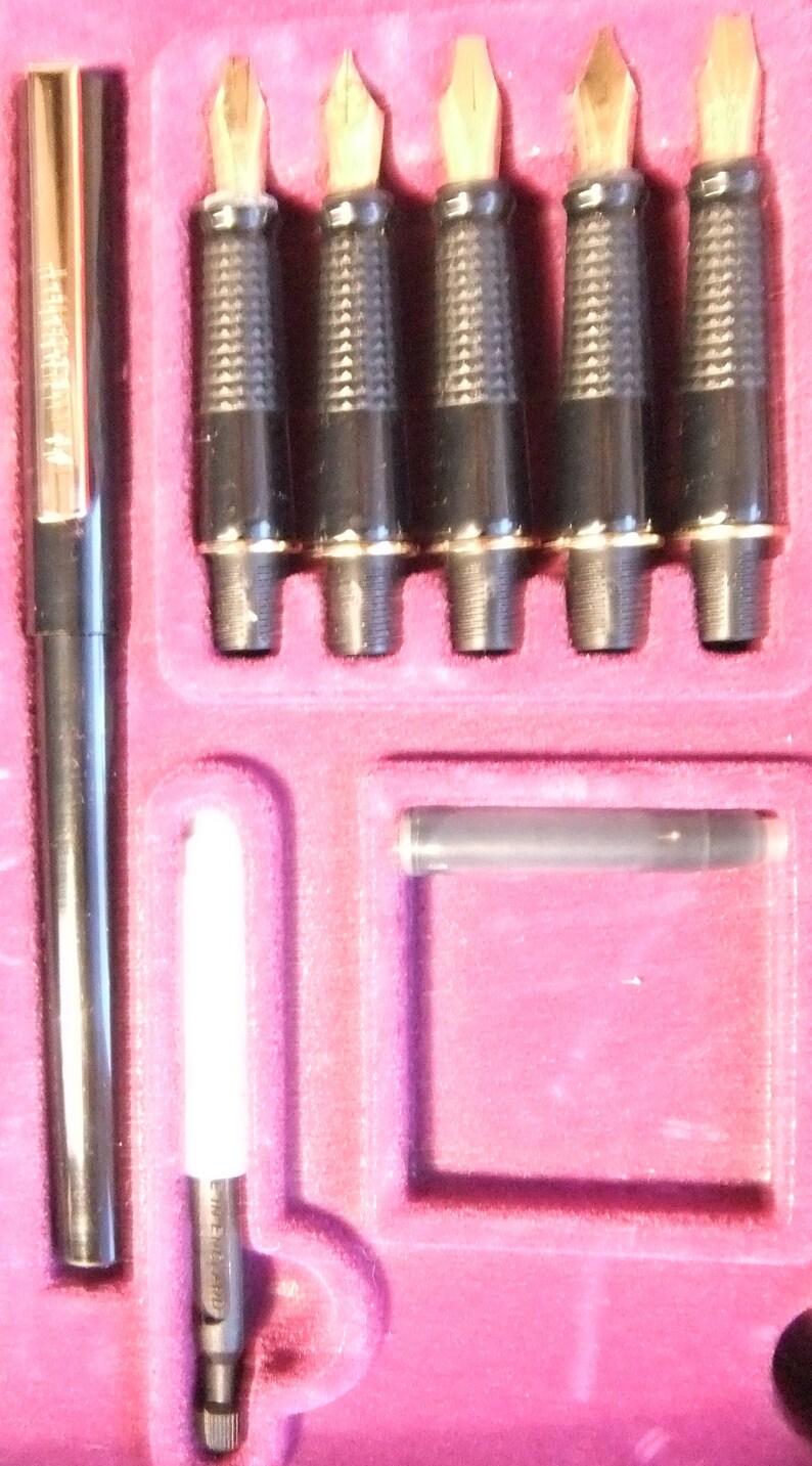 Rare, Vintage Manuscript Fountain Pen Set 5 Interchangeable Nibs