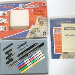 Rare, vintage Platignum Calligraphy Illumination Set - Opened but unused