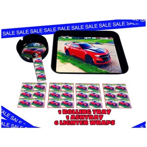 Custom Rolling Tray Set - Tray + Ashtray + 6 Lighter Wraps - Use Any Image ! Pick Any Color ! Smoker Personalized Weed Tray - Birthday Gift