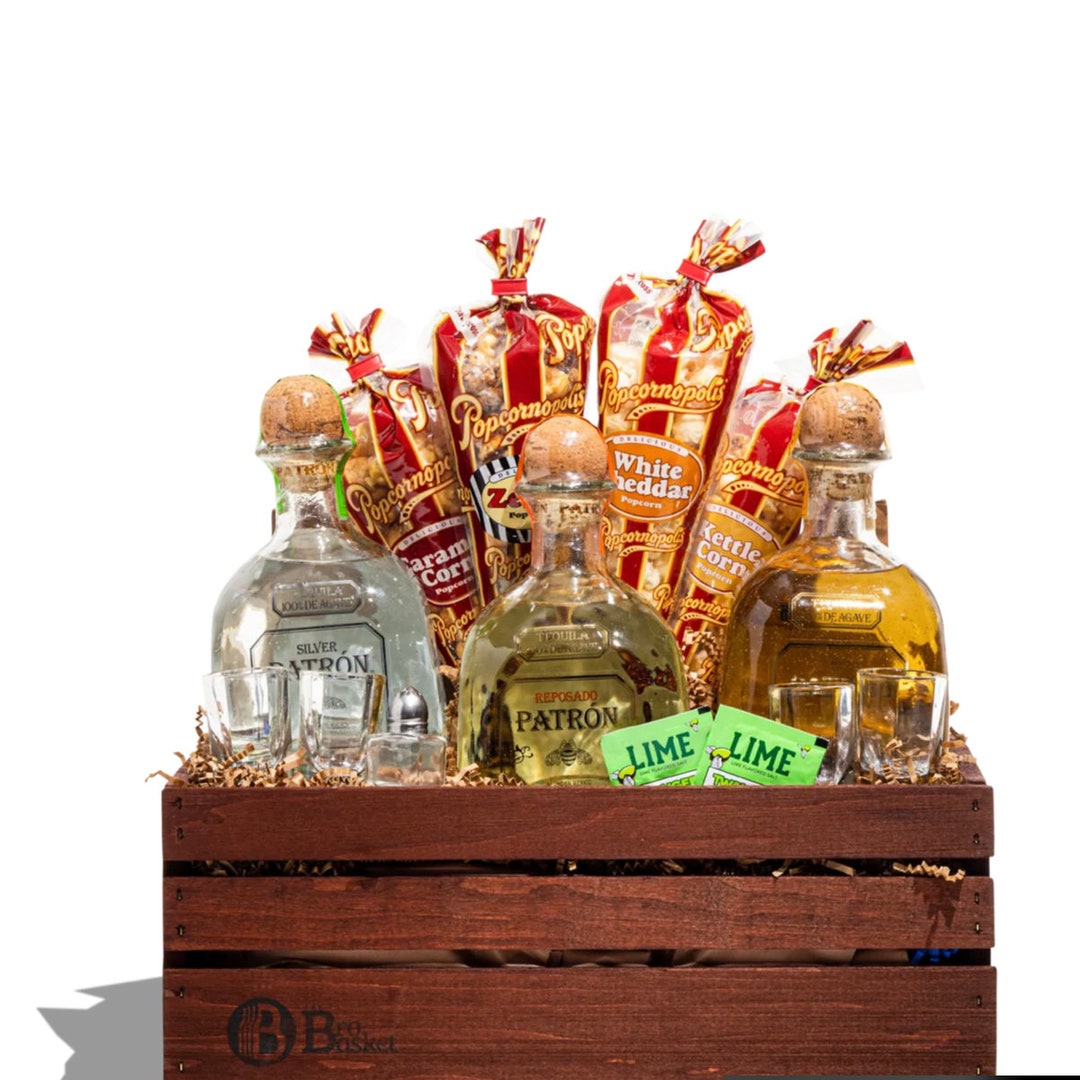 Patron Gift Baskets Tequila Wedding Party Gifts Tequila Etsy