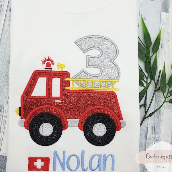 T-shirt ou body personnalisé pompier pour petit garçon | body personnalisé pompier | Cadeau enfant garçon | T shirt garçon personnalisable