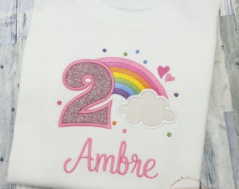 T-shirt o body arcobaleno personalizzato per ragazza | body per neonato arcobaleno personalizzato | Regalo per bambina | T-shirt da bambina personalizzabile