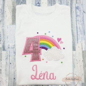 T-shirt ou body personnalisé arc en ciel petite fille body bébé rainbow personnalisé Cadeau enfant fille T shirt fille personnalisé image 4