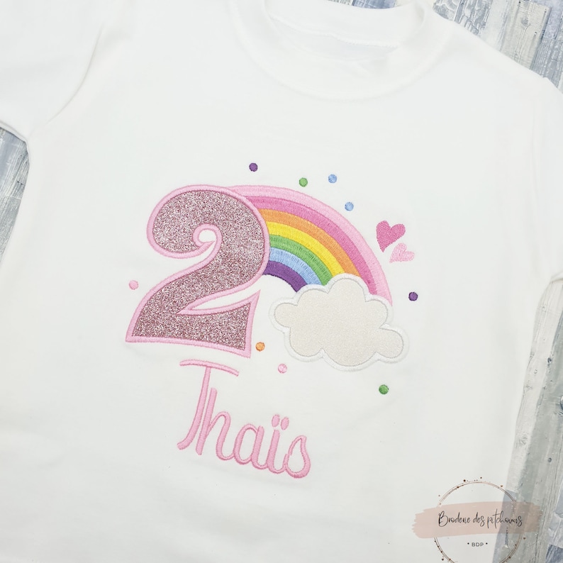 T-shirt ou body personnalisé arc en ciel pour fille body bébé rainbow personnalisé Cadeau enfant fille T shirt fille personnalisable image 4