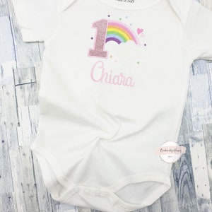 T-shirt ou body personnalisé arc en ciel petite fille body bébé rainbow personnalisé Cadeau enfant fille T shirt fille personnalisé image 7