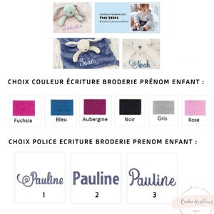 Doudou lapin personnalisé brodé blanc Peluche personnalisé brodée lapin fille & garçon CE doudou lapin brodé blanc au prénom de l'enfant image 3