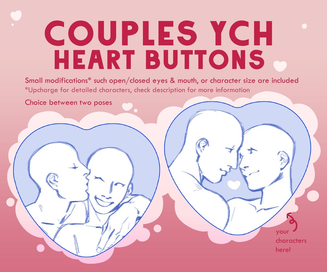 Your Characters Here Custom Pairing YCH Heart Button Commission - Etsy