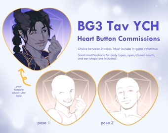 Baldur's Gate 3 DnD Tav YCH Custom Heart Button Commission