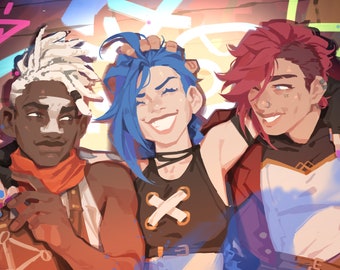 Arcane Ekko Jinx and Vi Trio Print 11x17