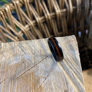 Black Titanium Ring with Exotic Wood Inlay - Men’s Wedding Band, Custom Wooden Ring, Anniversary Gift, Unique Titanium Ring