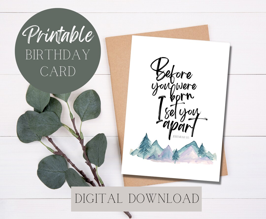 Christian Birthday Card Printable Religious Card With Scripture Verse ...