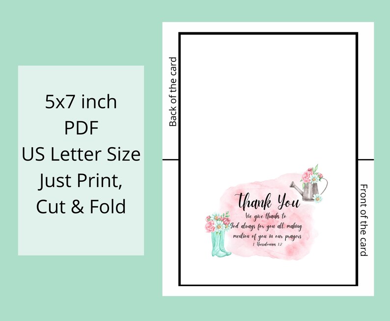 Christian Thank You Card Printable, Religious Thank You Card Digital ...