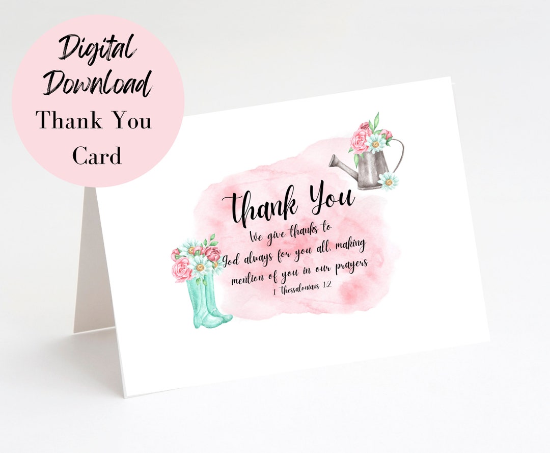 Christian Thank You Card Printable, Religious Thank You Card Digital