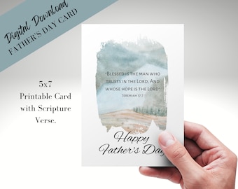 Religious Father's Day card, digital download, printable scripture verse card for dad, instant download, Christian Bible verse nature card