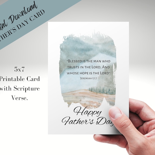 Religious Father's Day card, digital download, printable scripture verse card for dad, instant download, Christian Bible verse nature card