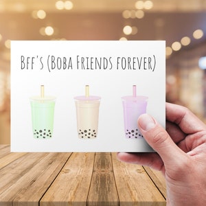 Bubble Tea Freunde Grußkarte zum Ausdrucken, Boba Tee digitaler Download, Milch Bubble Tea Freundschaftskarte, sofortiger Download, Boba Teeliebhaber