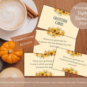 Cartes de gratitude, invites de partage d'action de grâces, activité de dîner chrétien d'action de grâces, jeu de société, amorce de conversation significative imprimable