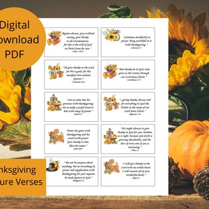 Thanksgiving scripture verse cards, Instant Download, Printable file, Thanksgiving Bible Verse digital download, Thanksgiving verse cards