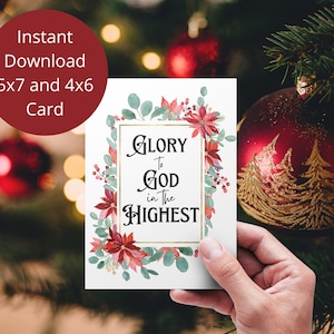 Glory to God in the Highest printable card, Religious Christmas card, digital download, Scripture verse printable Christmas card,