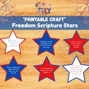 4. Juli druckbare Freiheit Schrift Sterne Kinder Handwerk Bibel Vers digitaler Download, christliche Sonntagsschule Kirche Aktivität religiös
