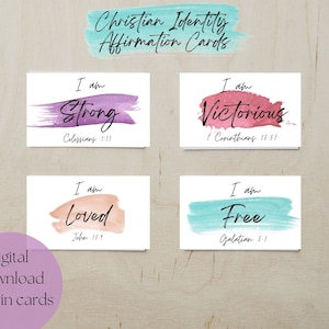 Descarga digital de tarjetas de afirmación de identidad cristiana. Descarga instantánea de tarjetas de identidad, tarjetas de afirmación de identidad cristiana imprimibles,