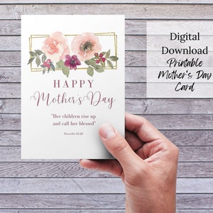 Mother's Day printable card, religious greeting card, digital download, Proverbs 31 scripture verse instant download, Christian Mother's Day