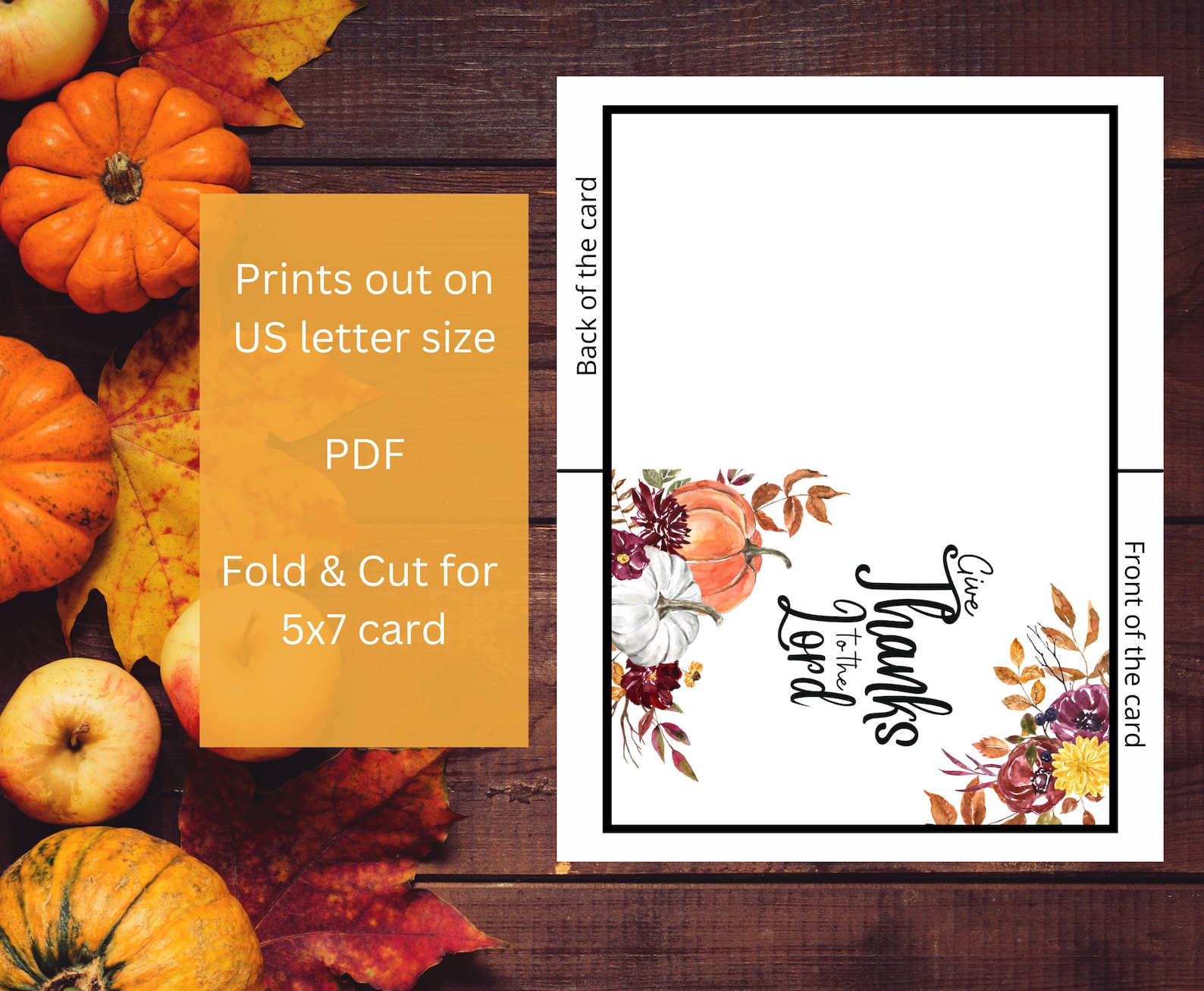 Religious Thanksgiving Greeting Card Instant Download, Give Thanks ...